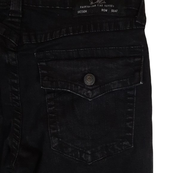 True Religion Ricky Relaxed Straight Black Denim Jeans Mens Size 33 - Picture 5 of 10